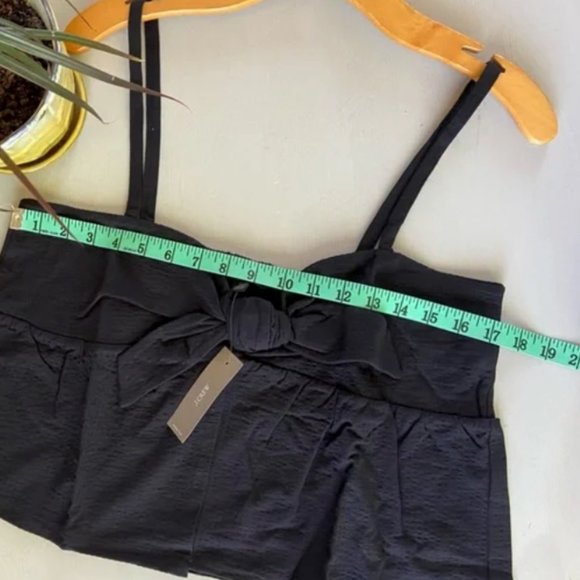 NWT Jcrew SEERSUCKER TIE-FRONT TOP in Black - Picture 4 of 6